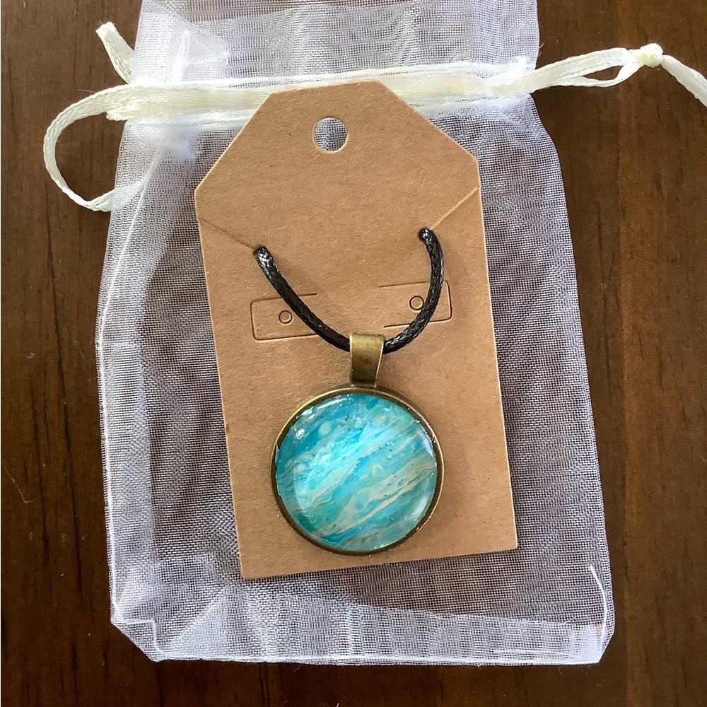 Acrylic Pour Necklace-Bright Sky